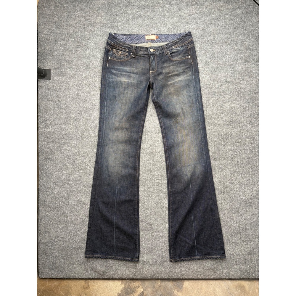 Paige Premium Denim Pico Flare Jeans Dark Wash Low‎ Rise Womens Size 31 Stretch